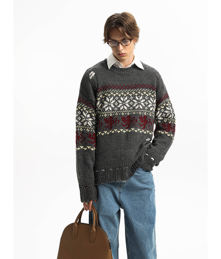 Jacquard Round Neck Knit