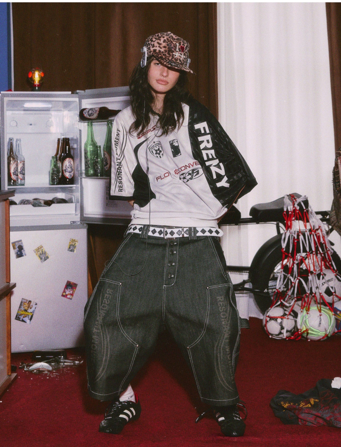 Laser-Printed Denim Shorts