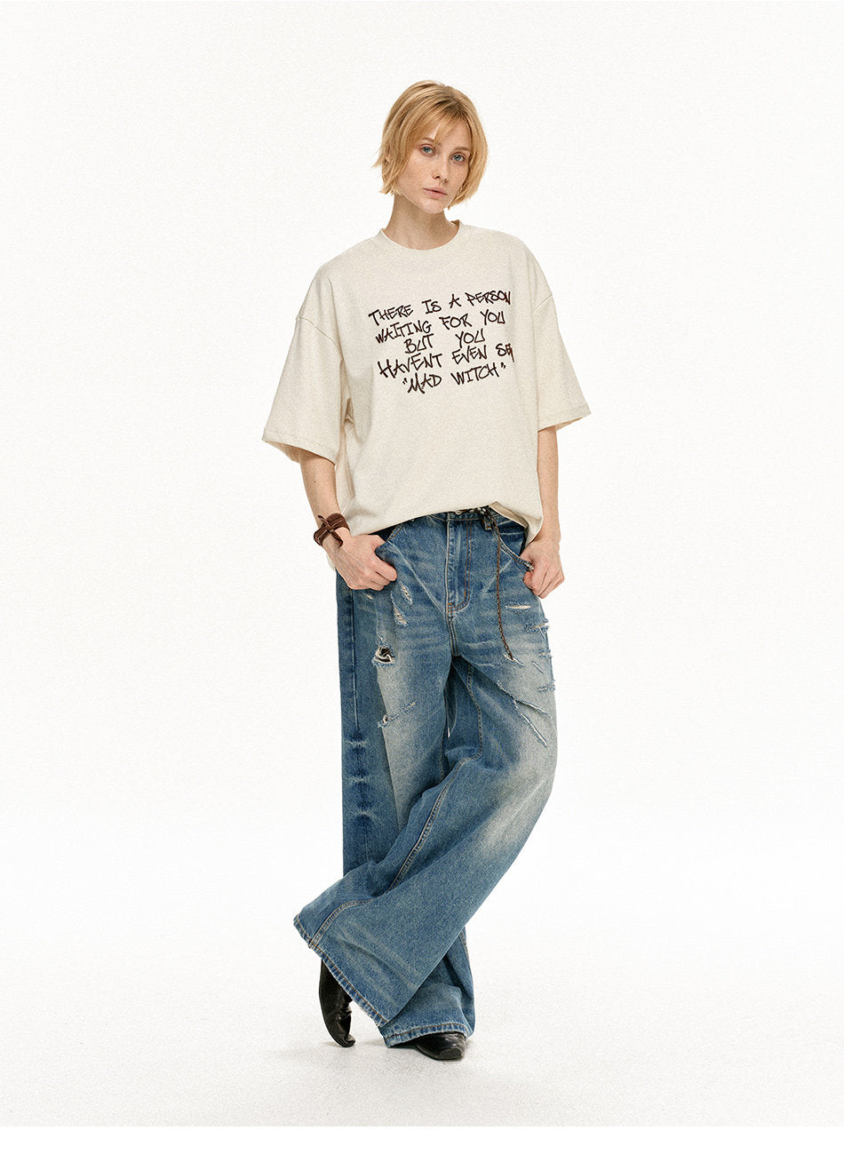 Unisex Casual Embroidered T-Shirt