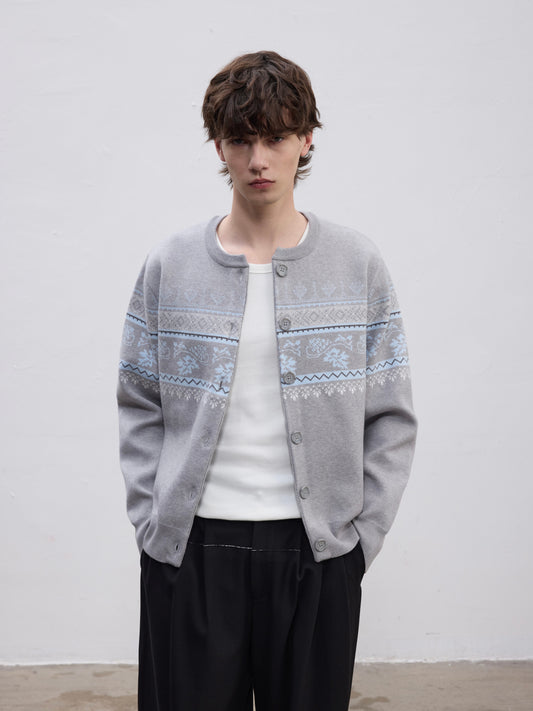Jacquard Knit Cardigan