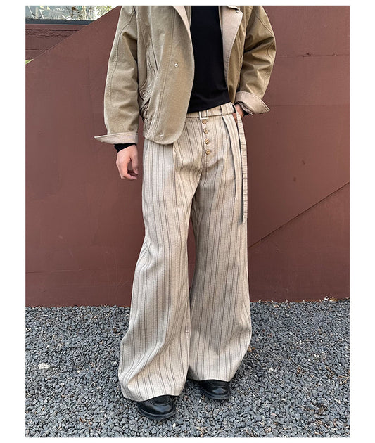 Dark Stripe Wide-Leg Pants