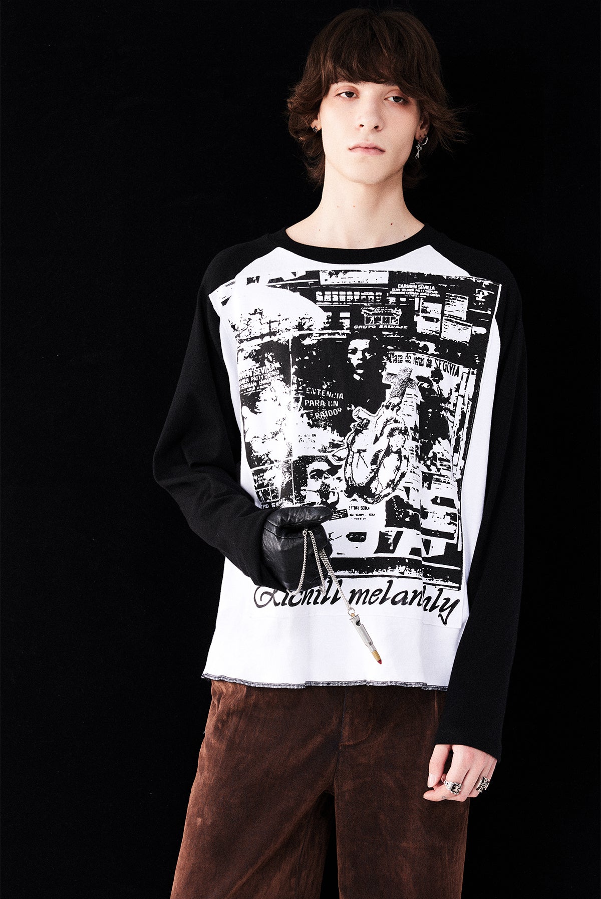 Patch print raglan T-shirt