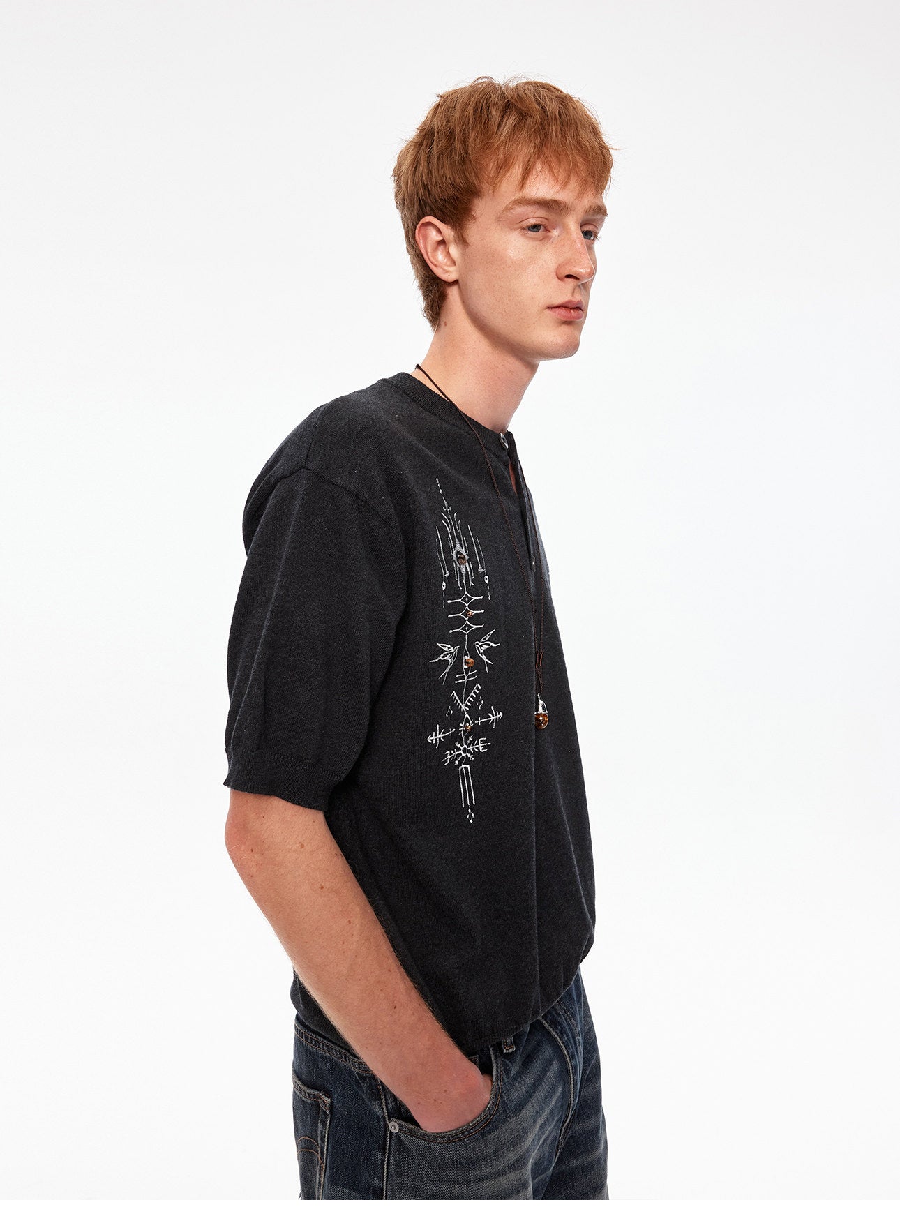 Vintage-Style Henley Sweater