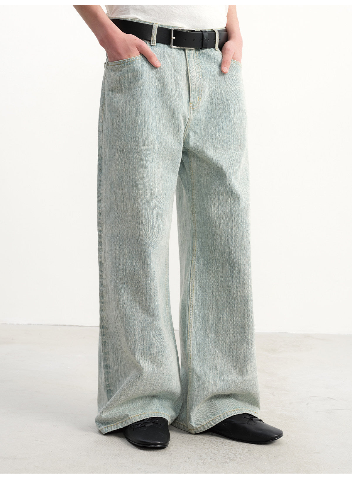 Bamboo-Print Denim Pants
