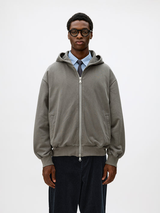 Wash-Damaged Zipper Sweatshirt