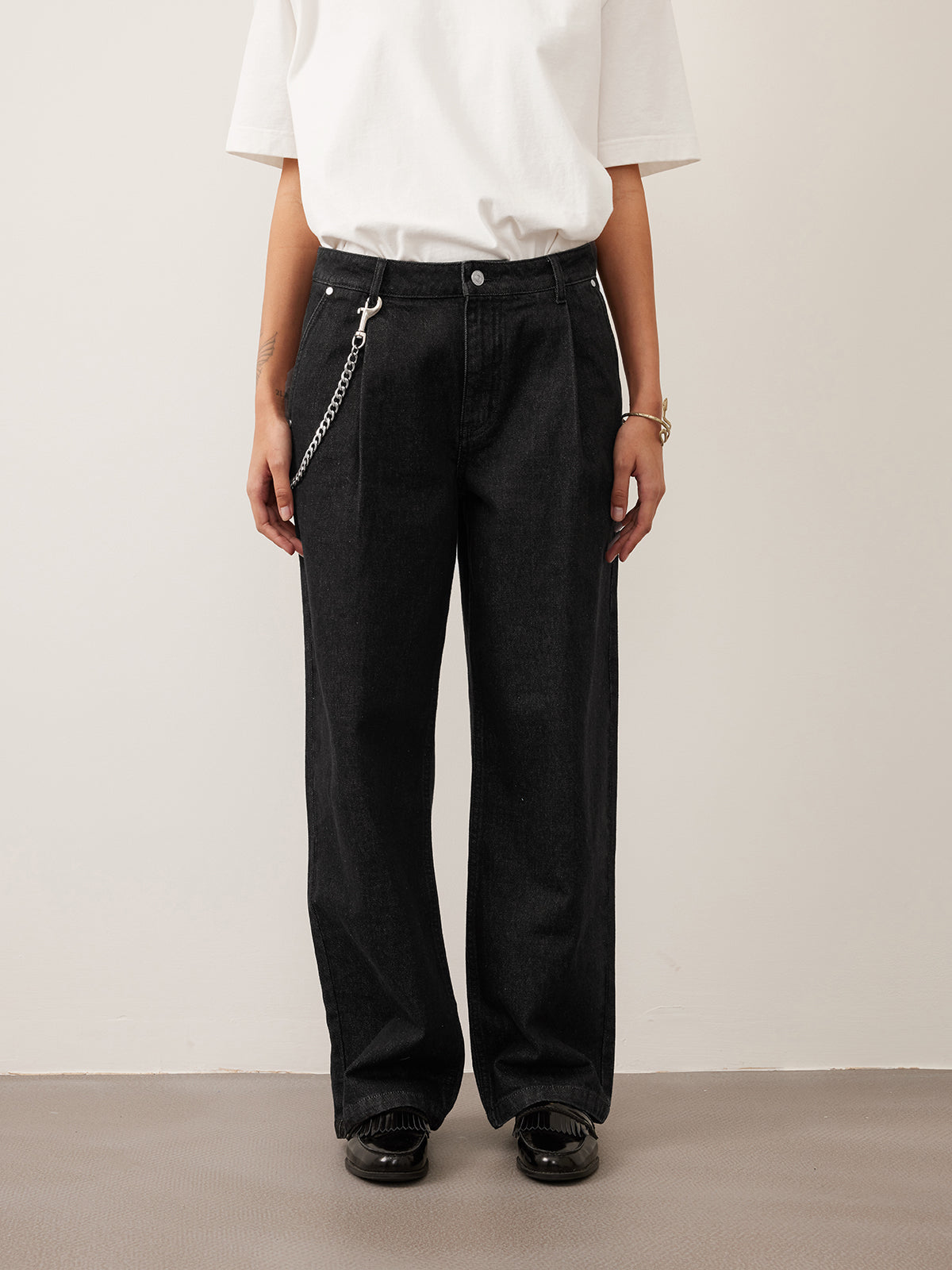 Single Pleats Loose Straight Jeans 12.25 oz.