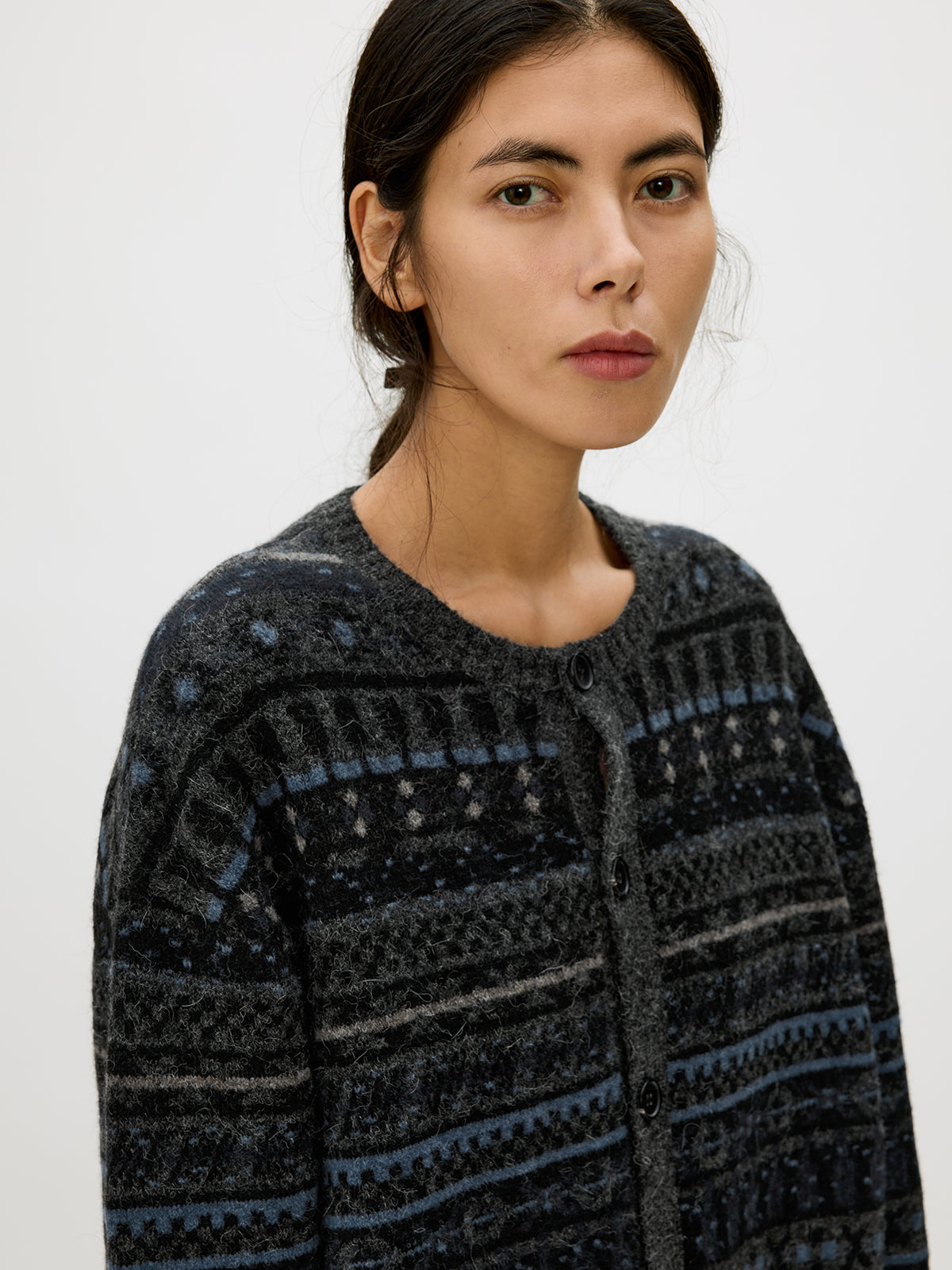 Crew Neck Button-Down Cardigan