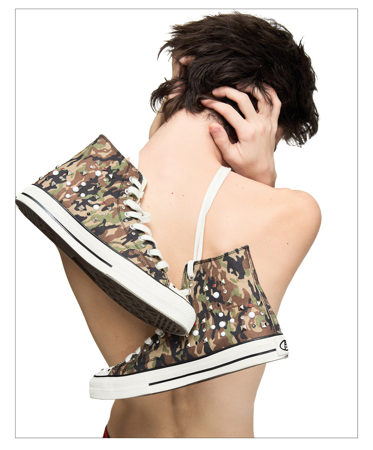 Camouflage-Print High-Top Canvas Shoes