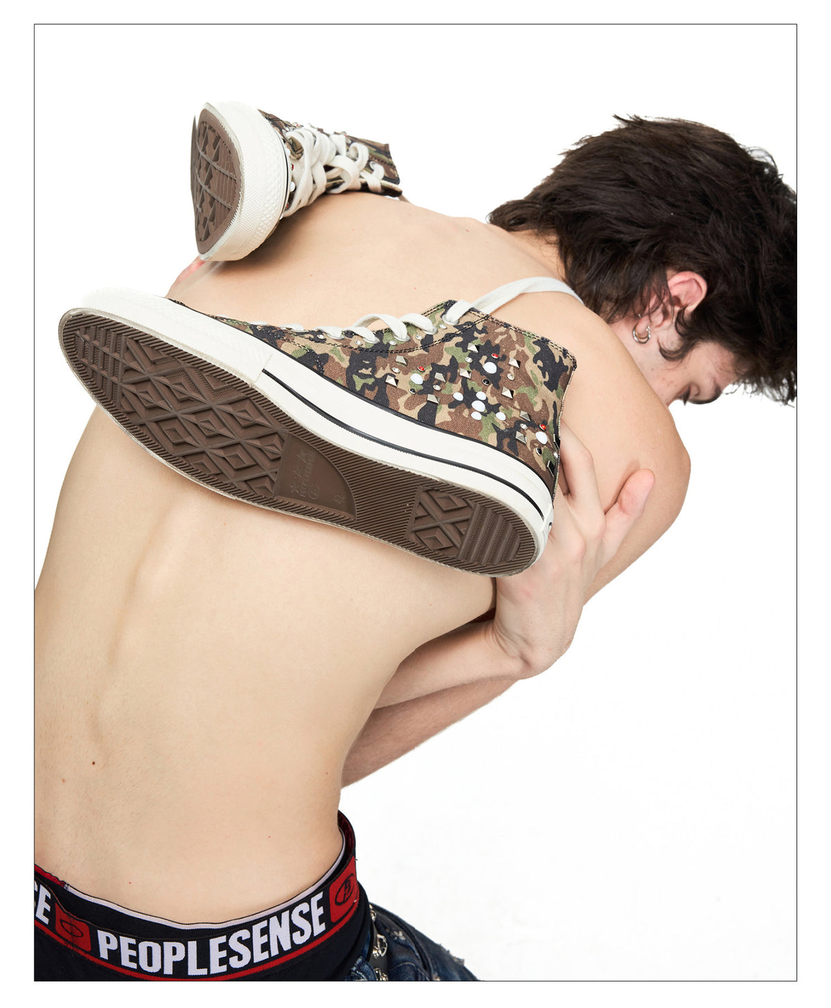 Camouflage-Print High-Top Canvas Shoes