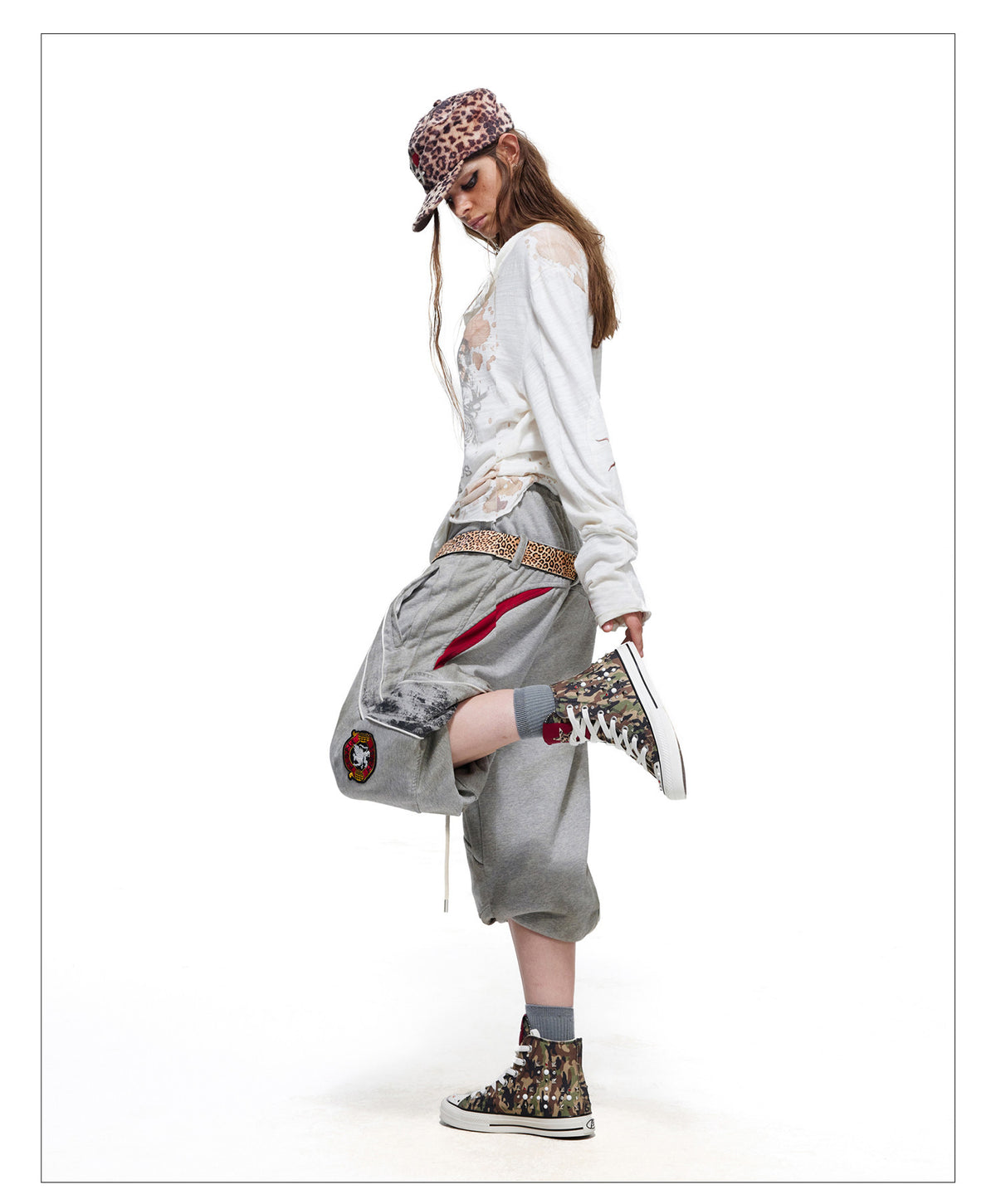 Camouflage-Print High-Top Canvas Shoes