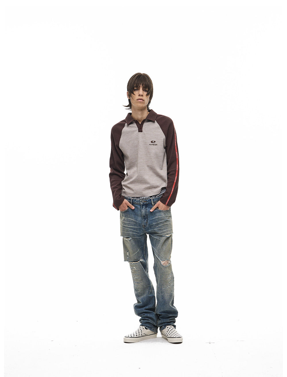 Raglan Waffle Polo Shirt