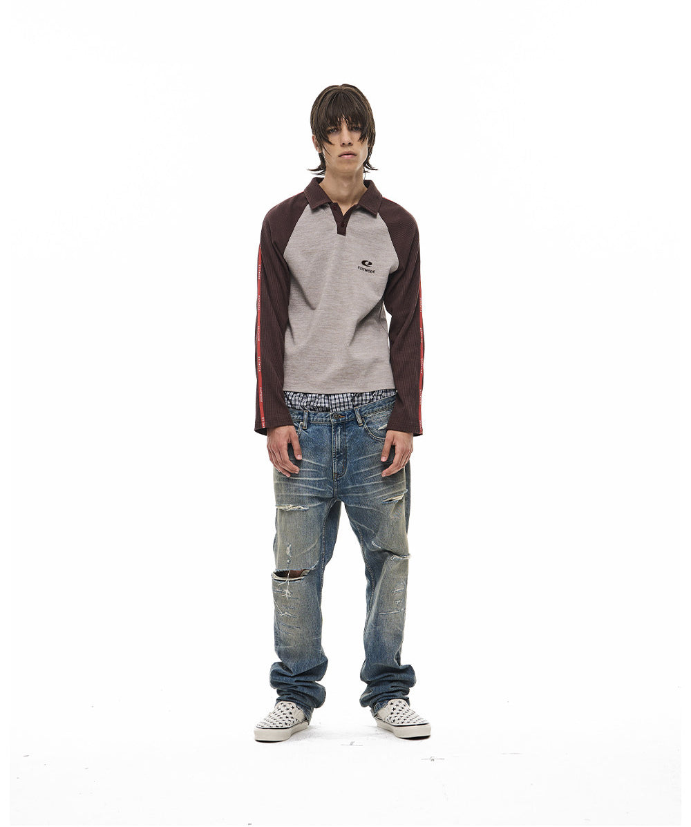 Raglan Waffle Polo Shirt