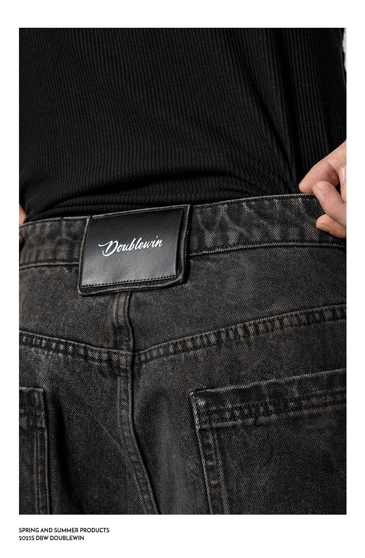 Mud-dyed distressed denim jacket set