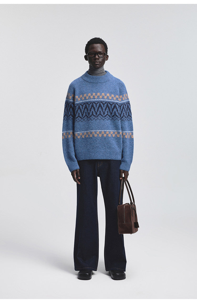 Wide Crew Neck Raglan Sleeve Knit