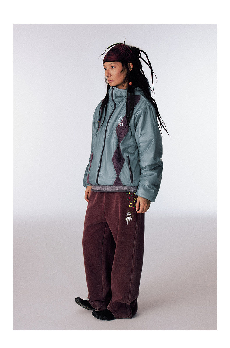 Diamond-Pattern Cotton Padded Jacket