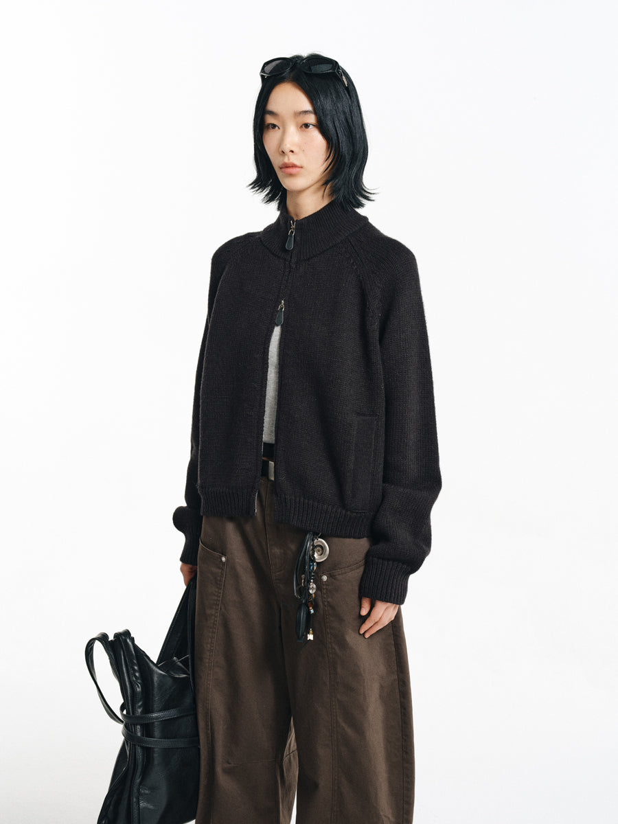 Wool Blend Stand Collar Jacket