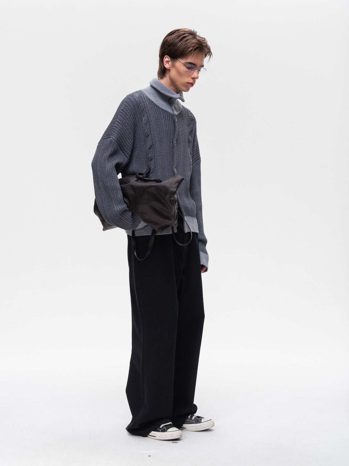High-Neck Knit Cardigan
