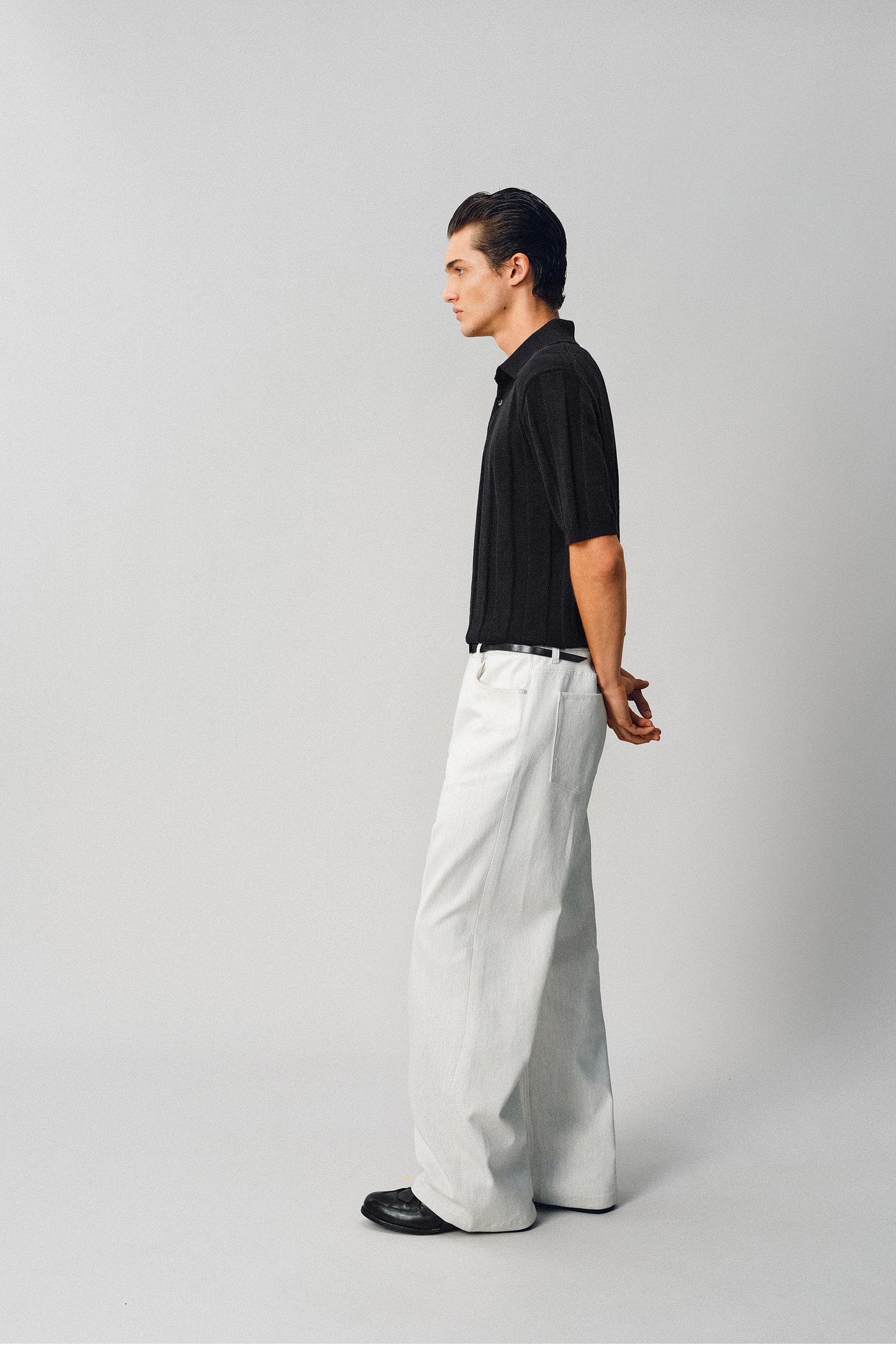 Hemp-Blend Pitched-Dot Polo Shirt