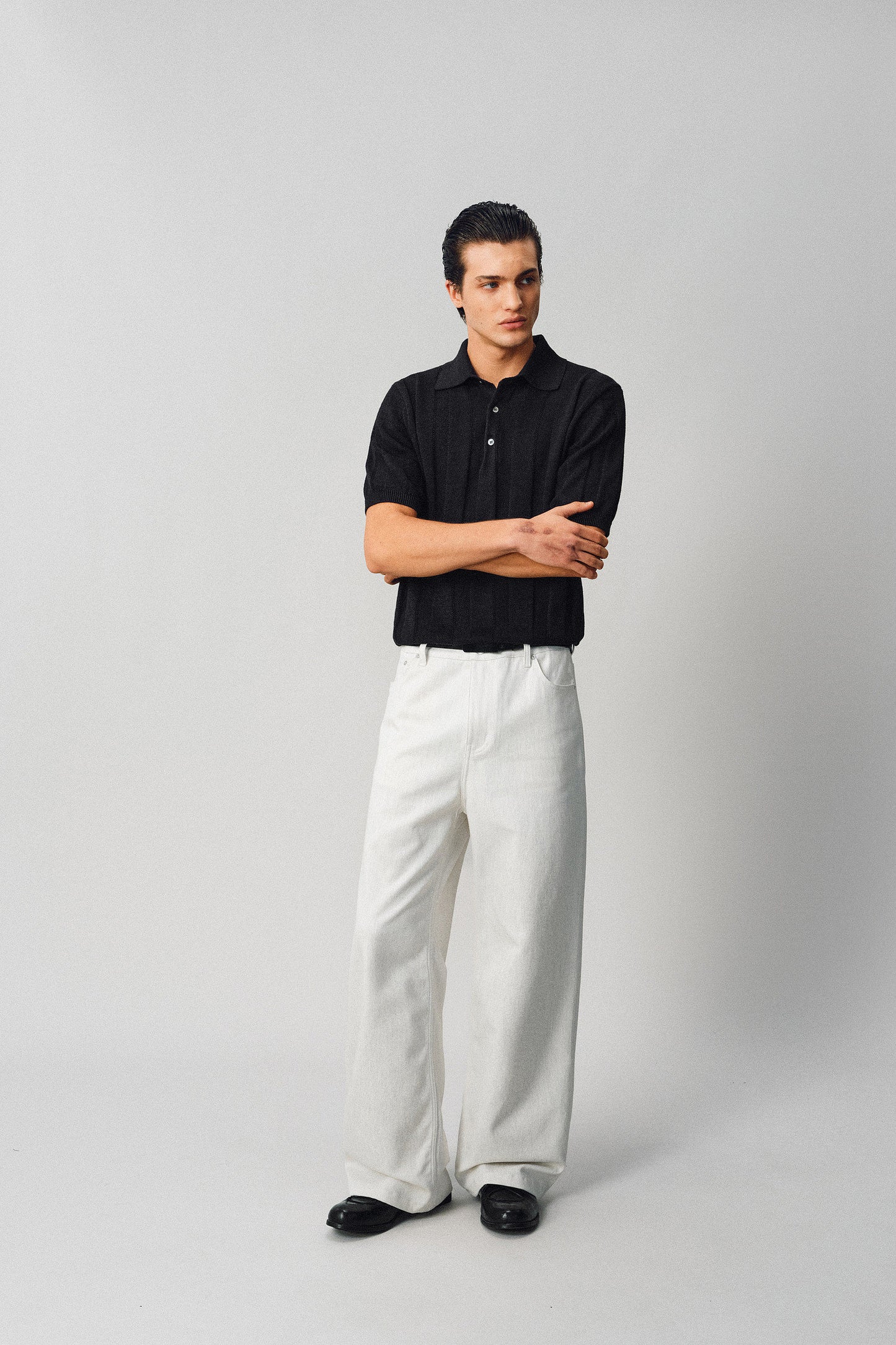 Hemp-Blend Pitched-Dot Polo Shirt
