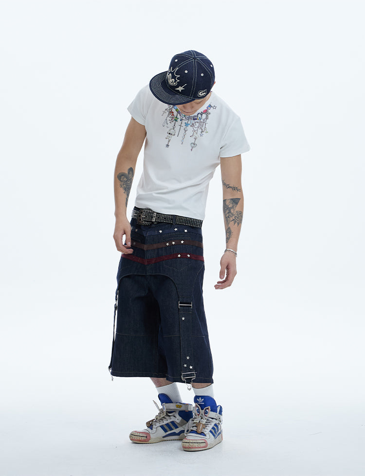 체인 프린트 라운드 넥 T-Shirt