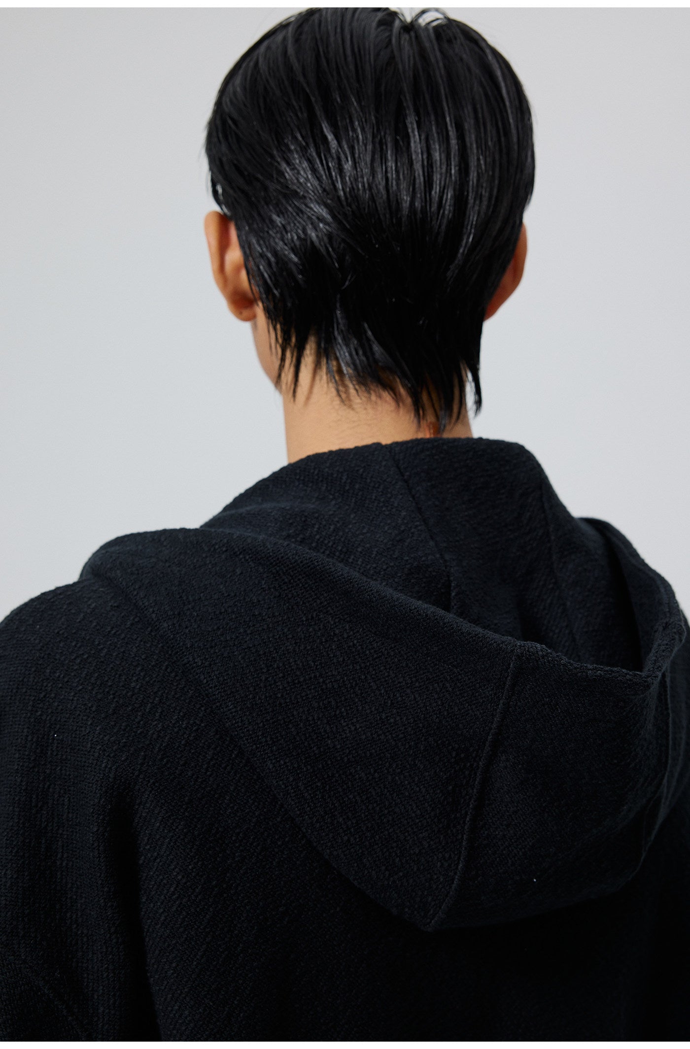 Button-down hooded sweatshirt