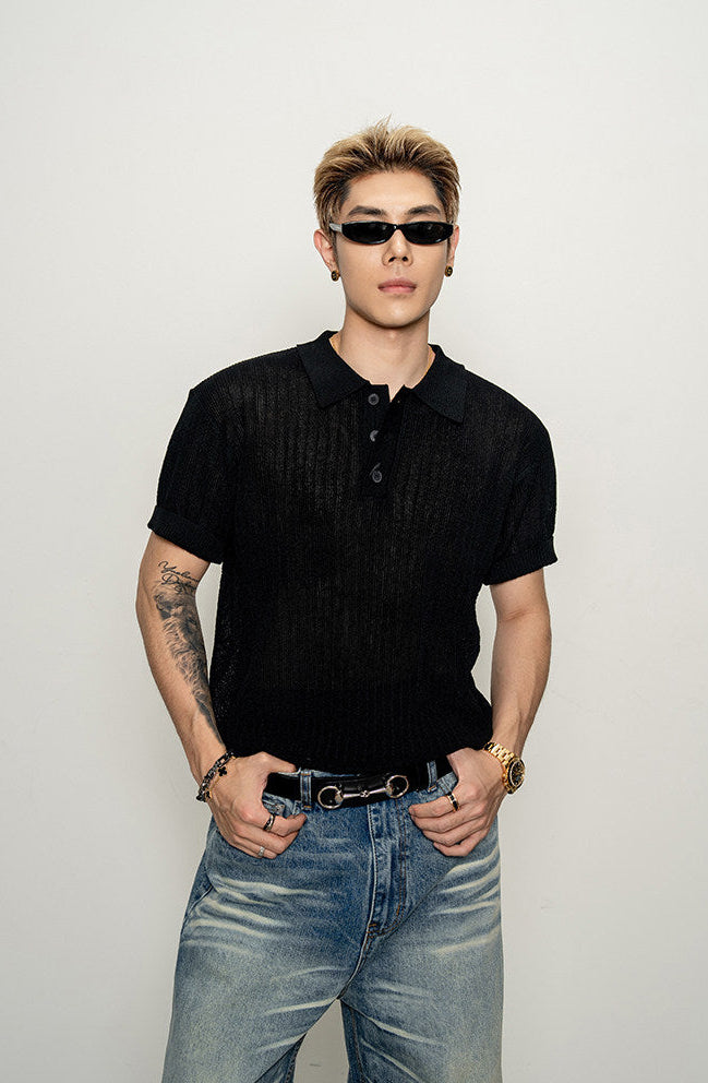 Slightly sheer polo shirt