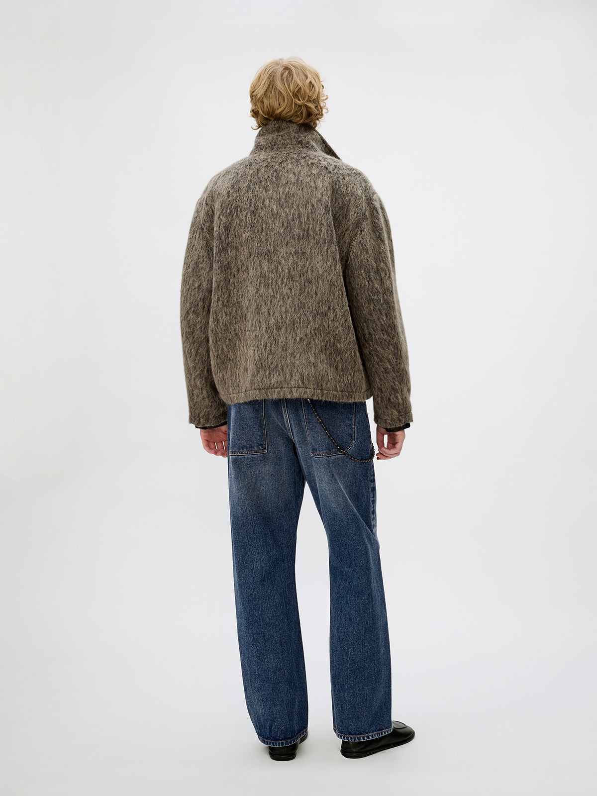 Alpaca Blend Zipper Short Wide Jacket