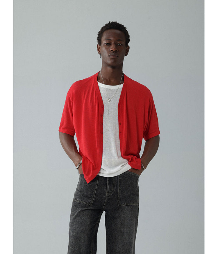 Half-front knit shirt