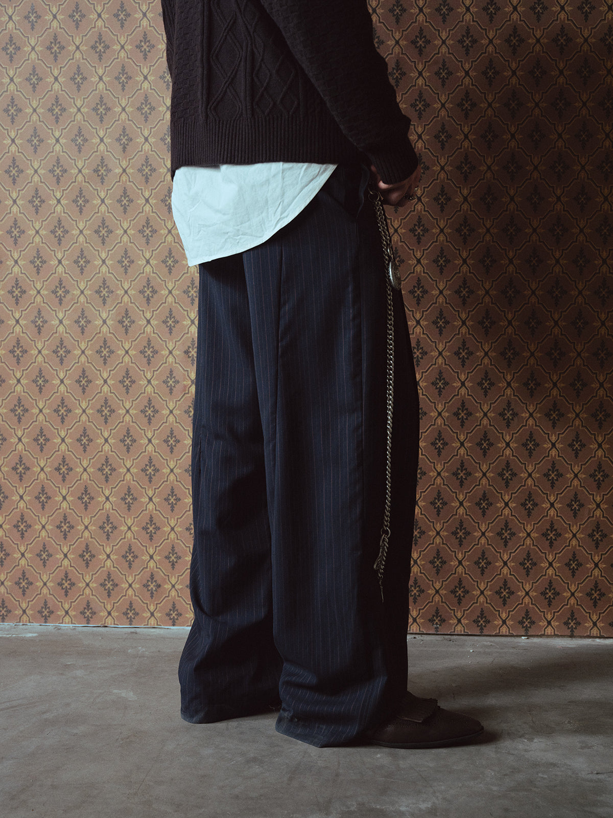Wool Stripe Casual Pants