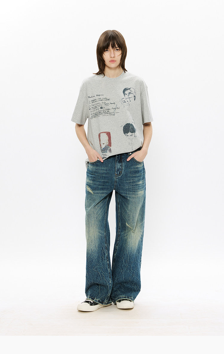 Ripple Wash Denim Pants