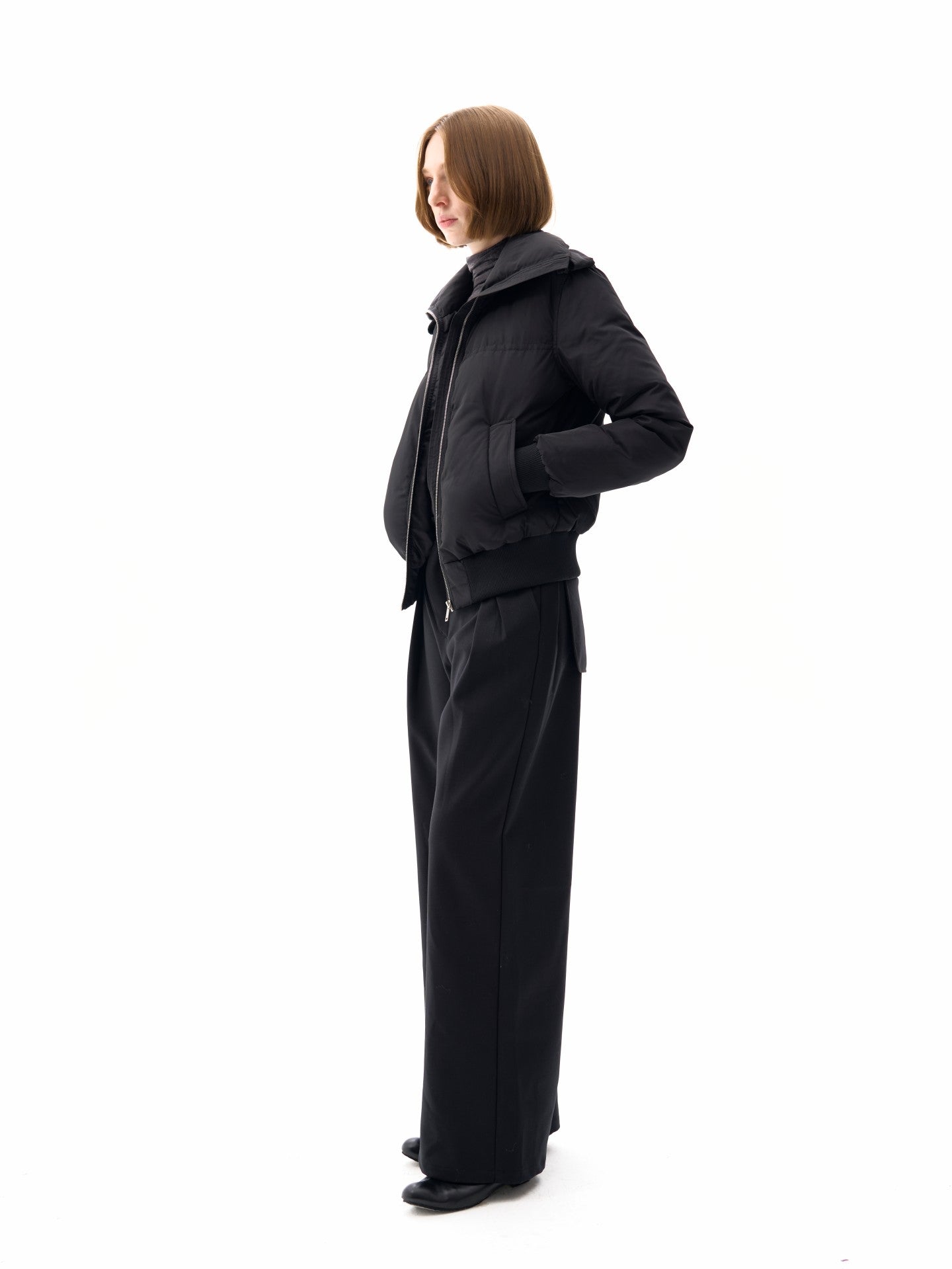 Scarf-collar down jacket