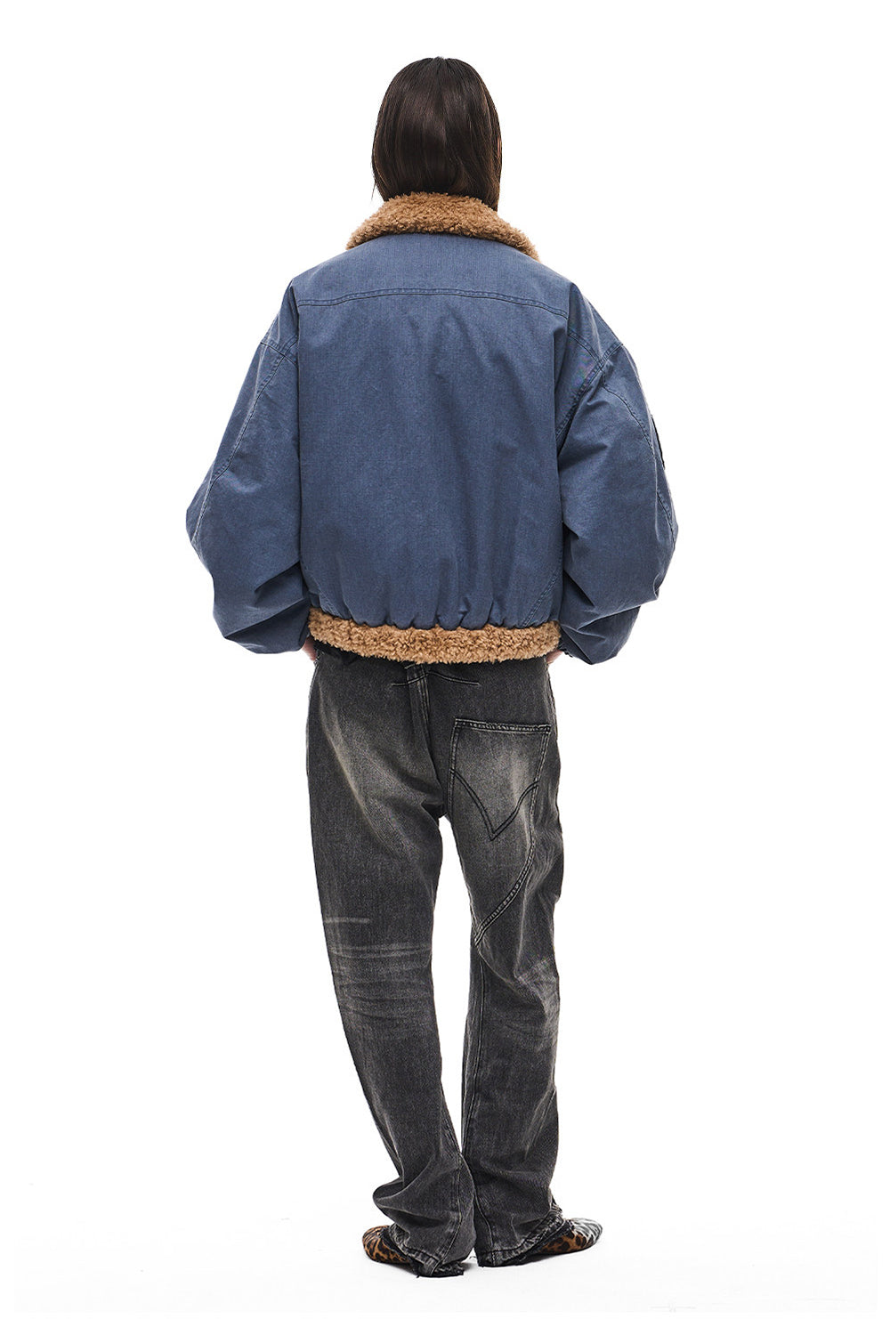 Jacket with a lambswool collar