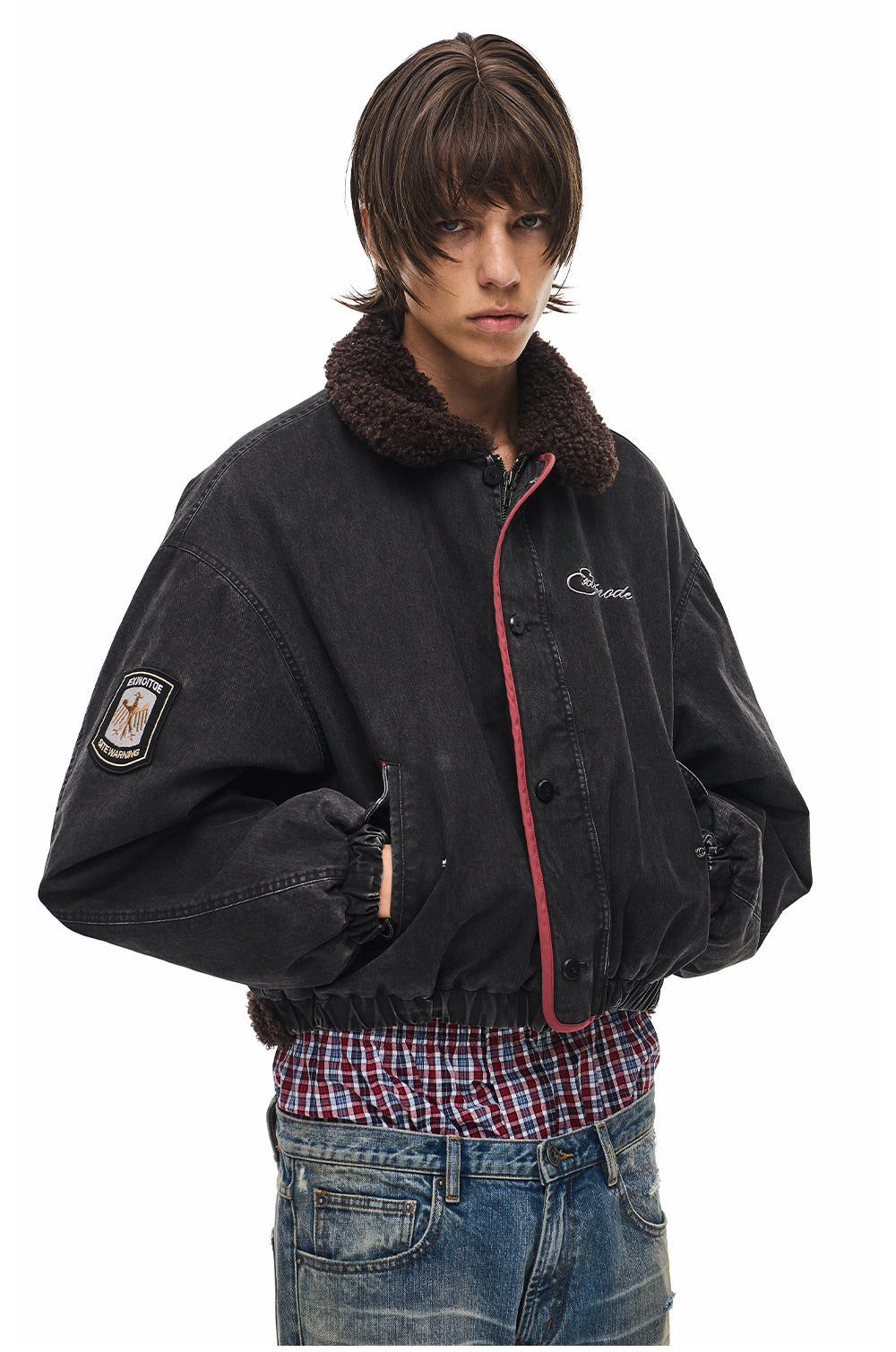 Jacket with a lambswool collar