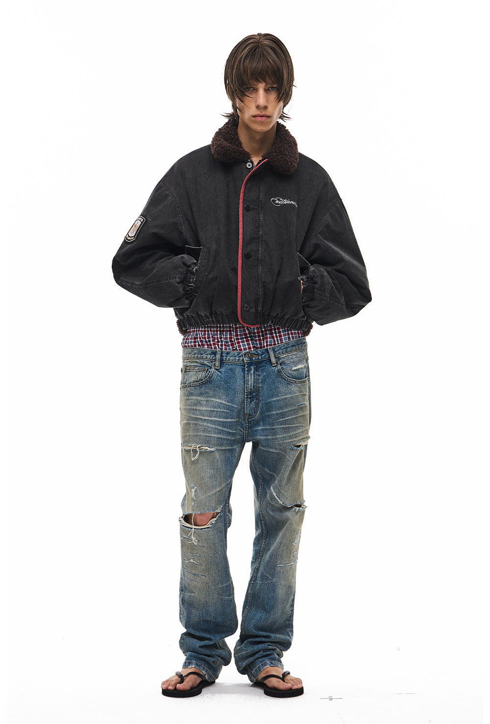 Jacket with a lambswool collar