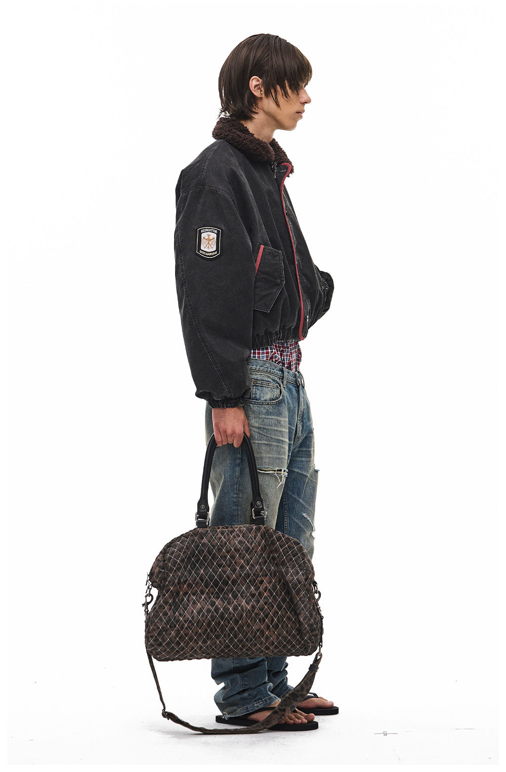 Jacket with a lambswool collar