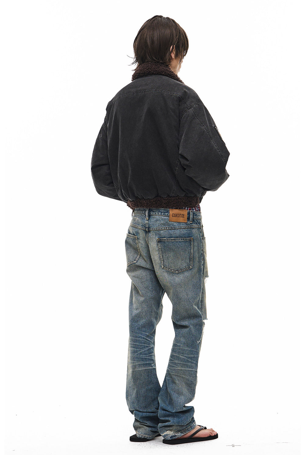Jacket with a lambswool collar