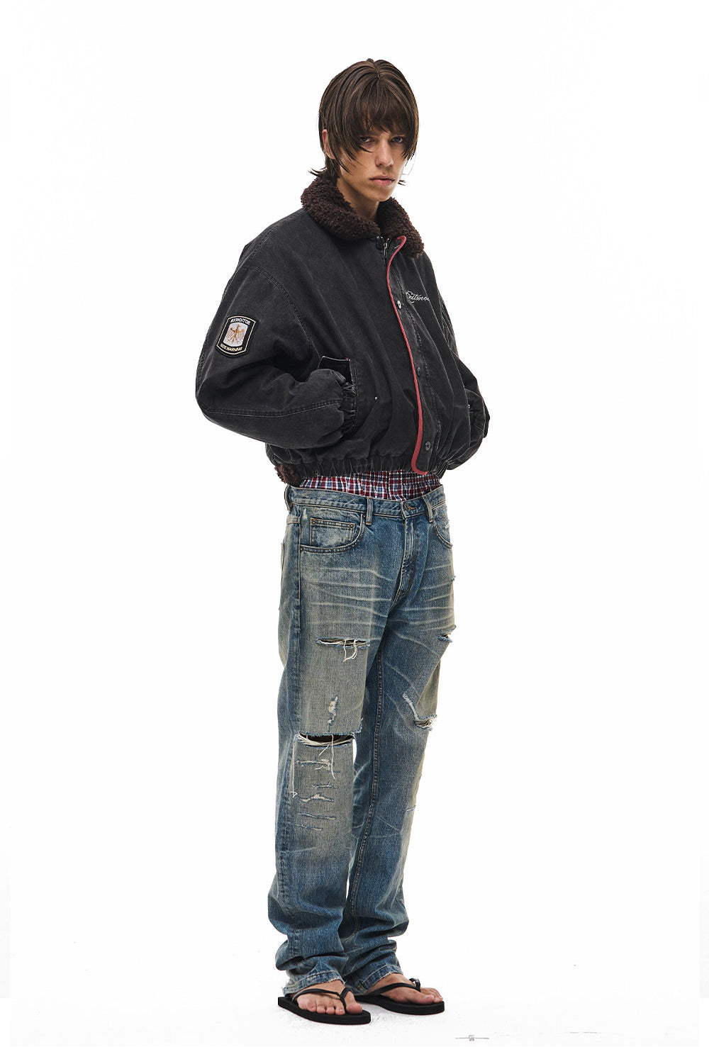 Jacket with a lambswool collar