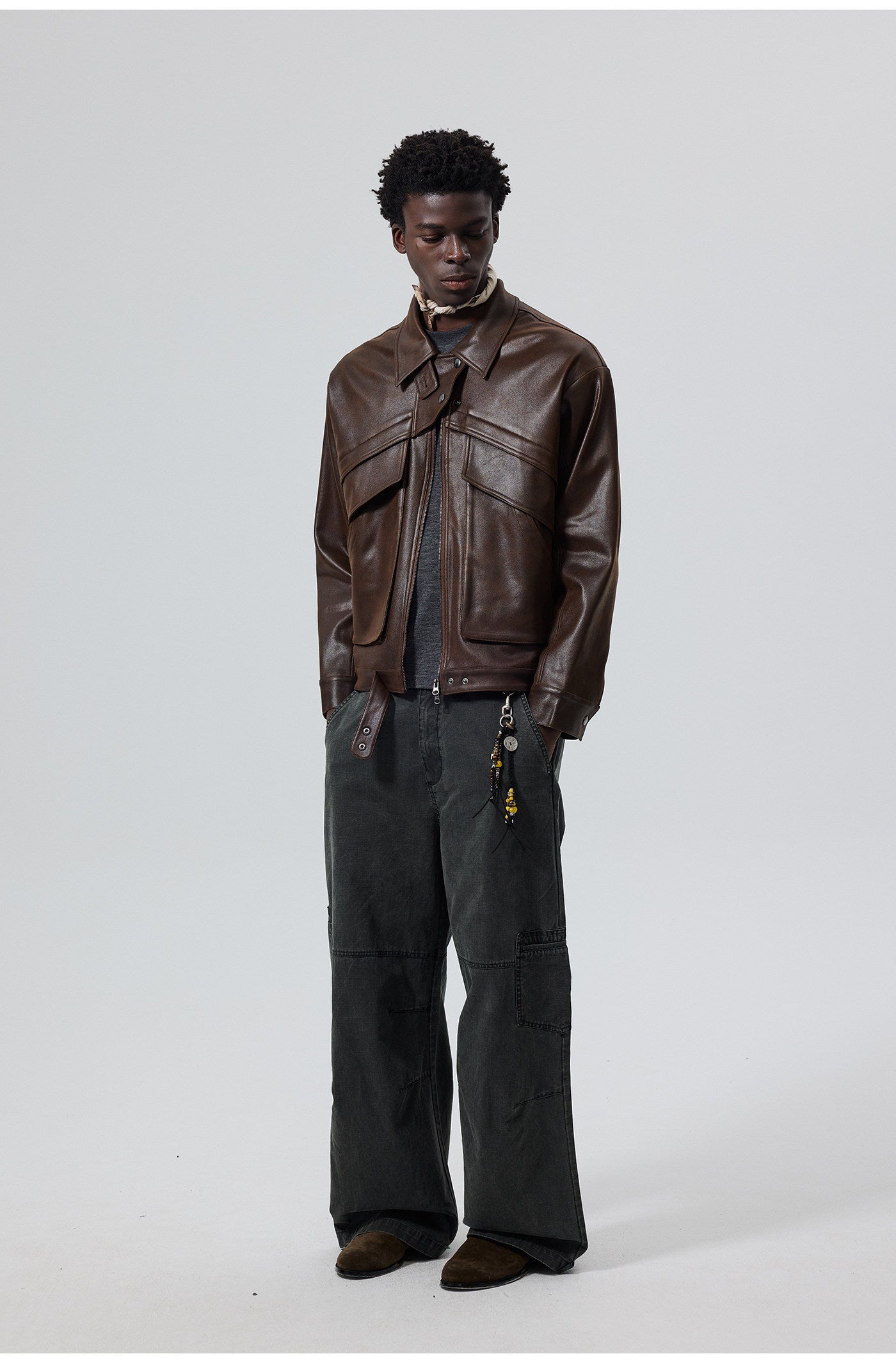 PU Material Oversized Leather Jacket