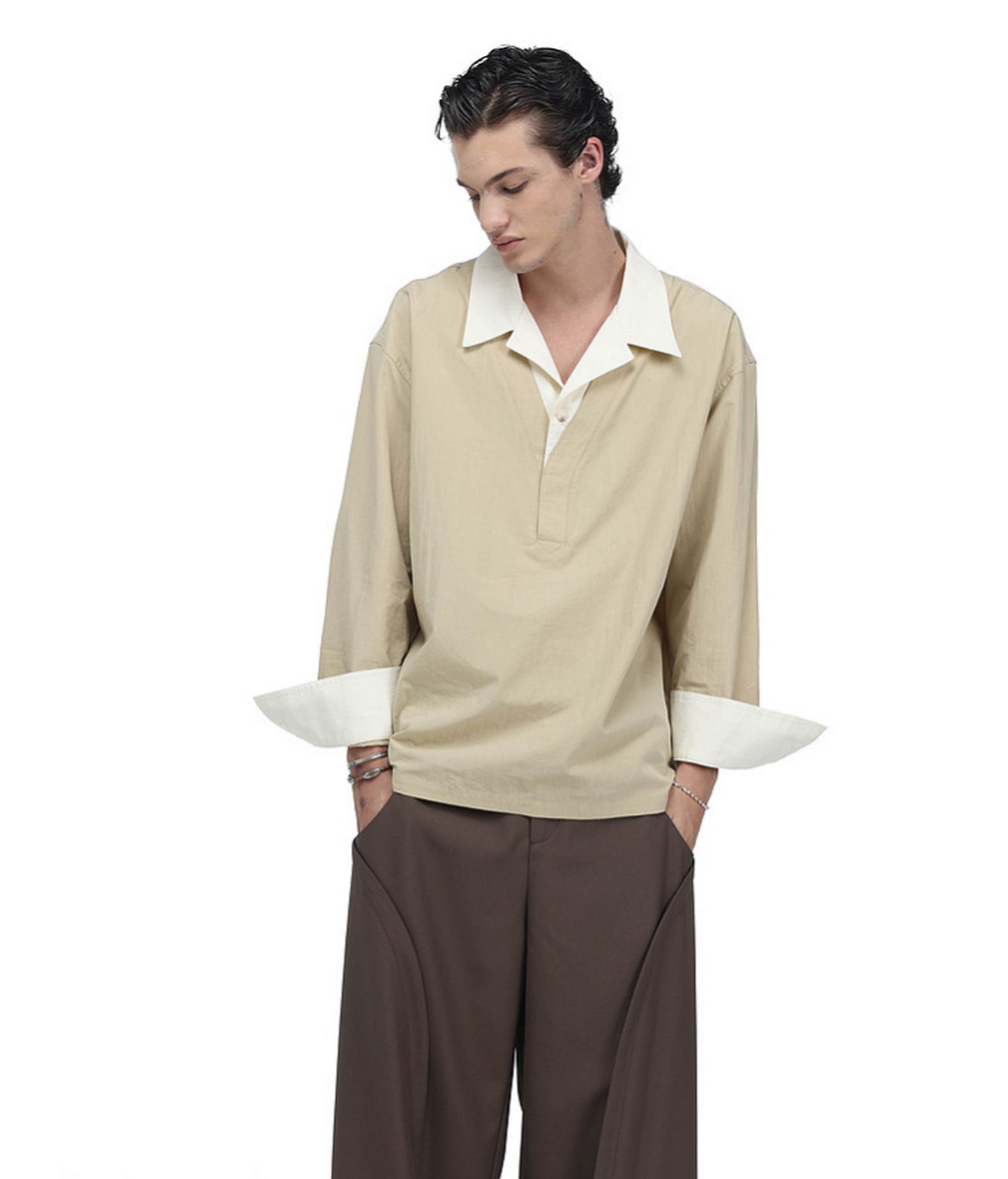 Color-Block Faux Two-Piece Shirt