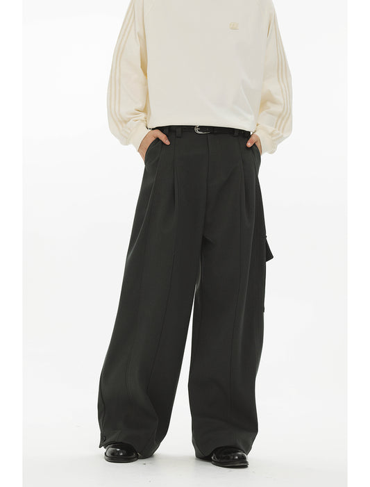 Draped Silhouette Wide Leg Pants