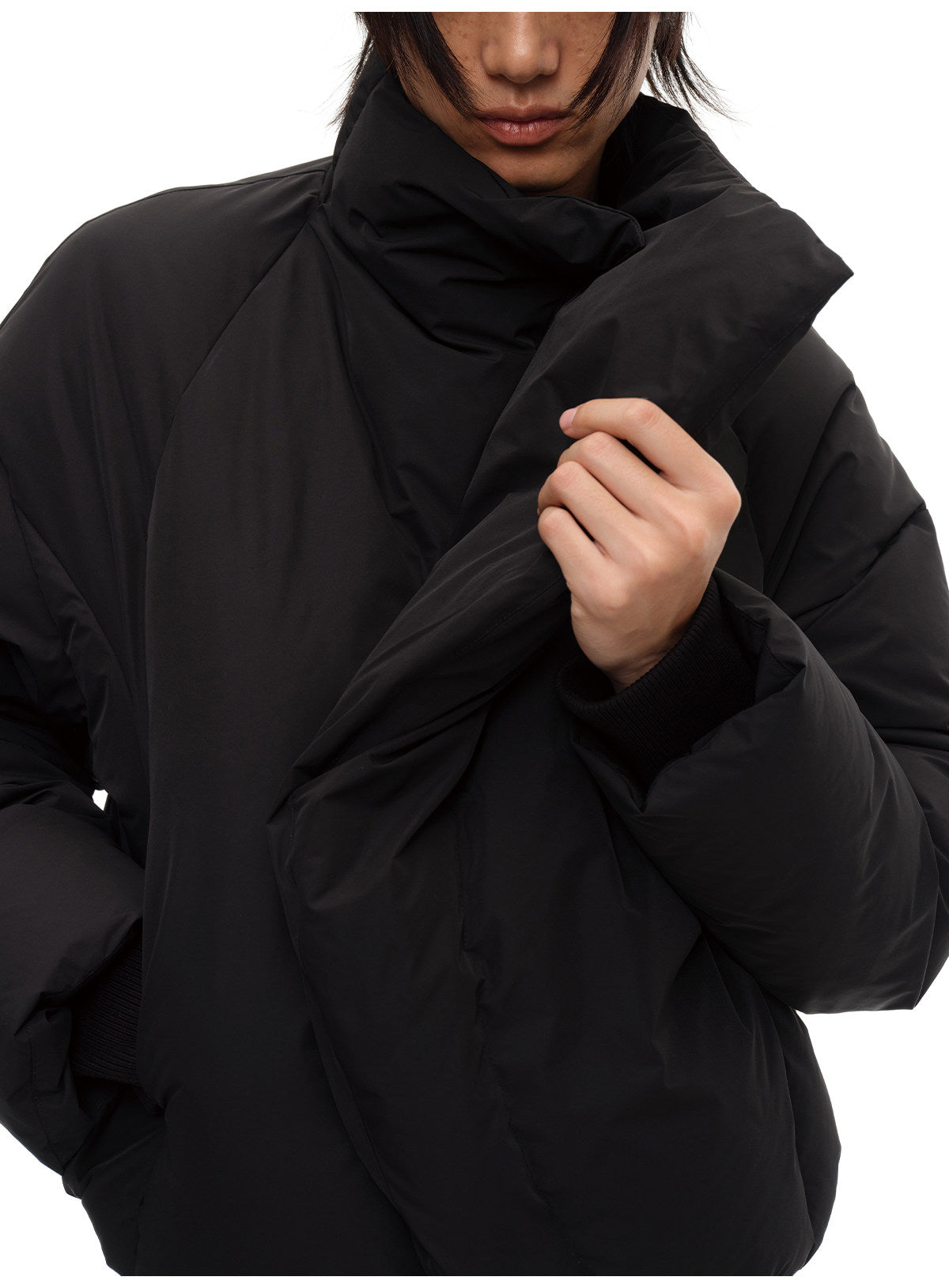 Curved Zipper Magnet Snap Down Jacket