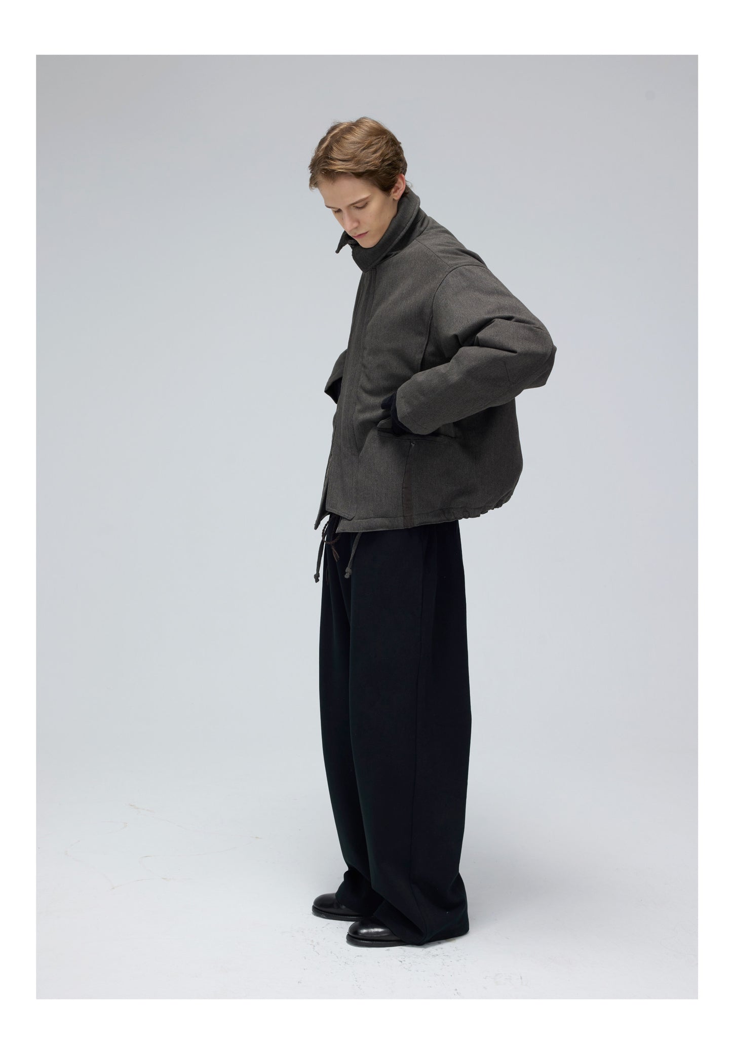 Fold-Down Collar Multi-Pocket Jacket