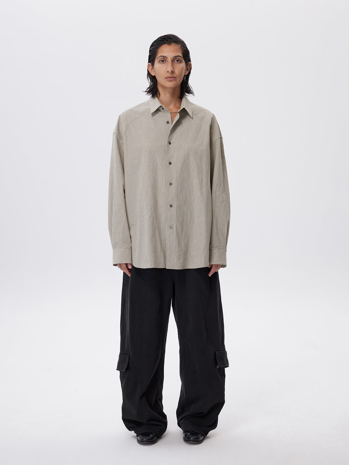 Pre-dyed fine check shirt