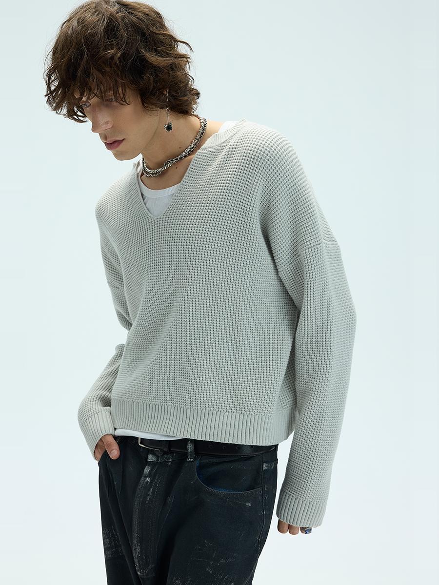 V-Neck Short Wide Sweater