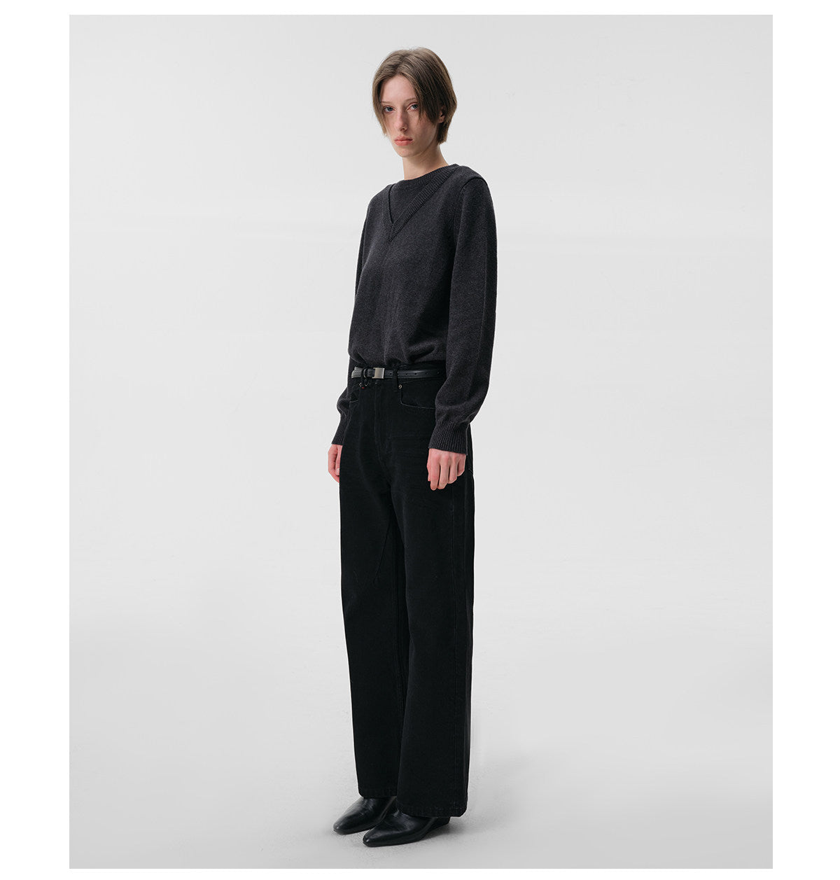 Two-Tone Fake Two-Piece Knit