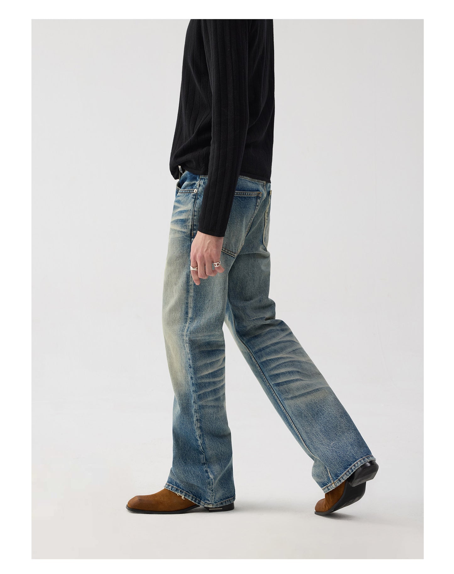 Vintage-style slightly flared denim pants