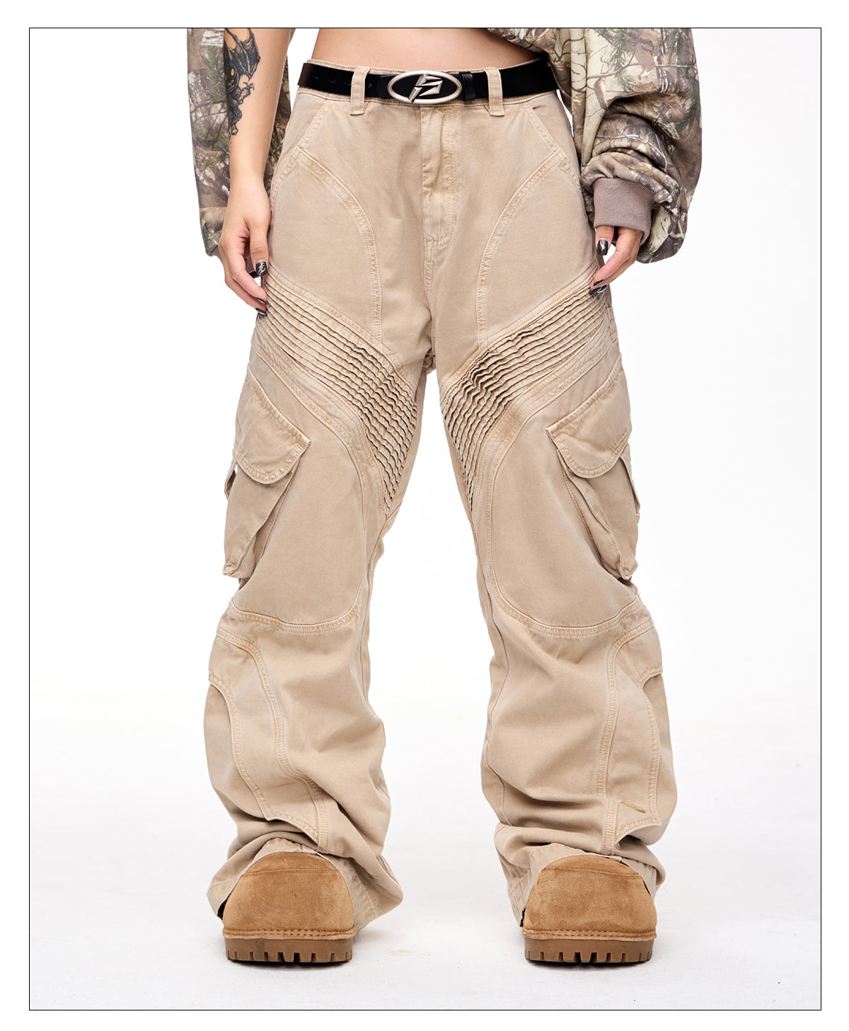 Retro wash wide casual pants