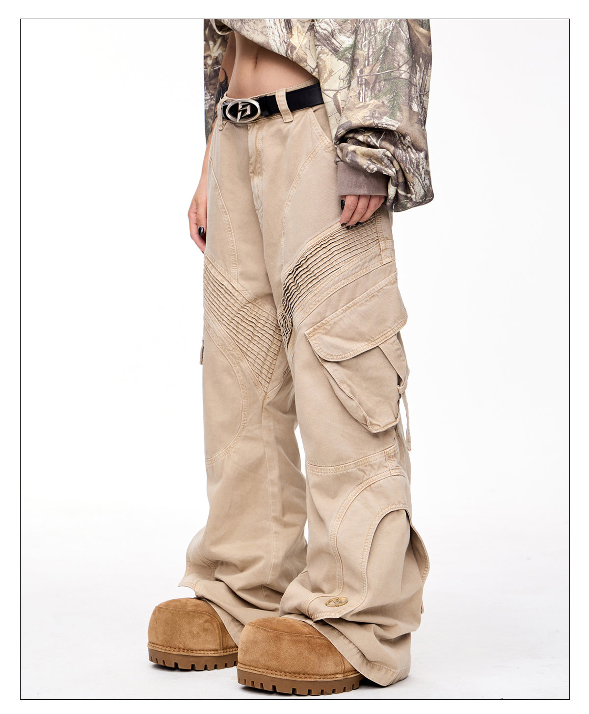 Retro wash wide casual pants