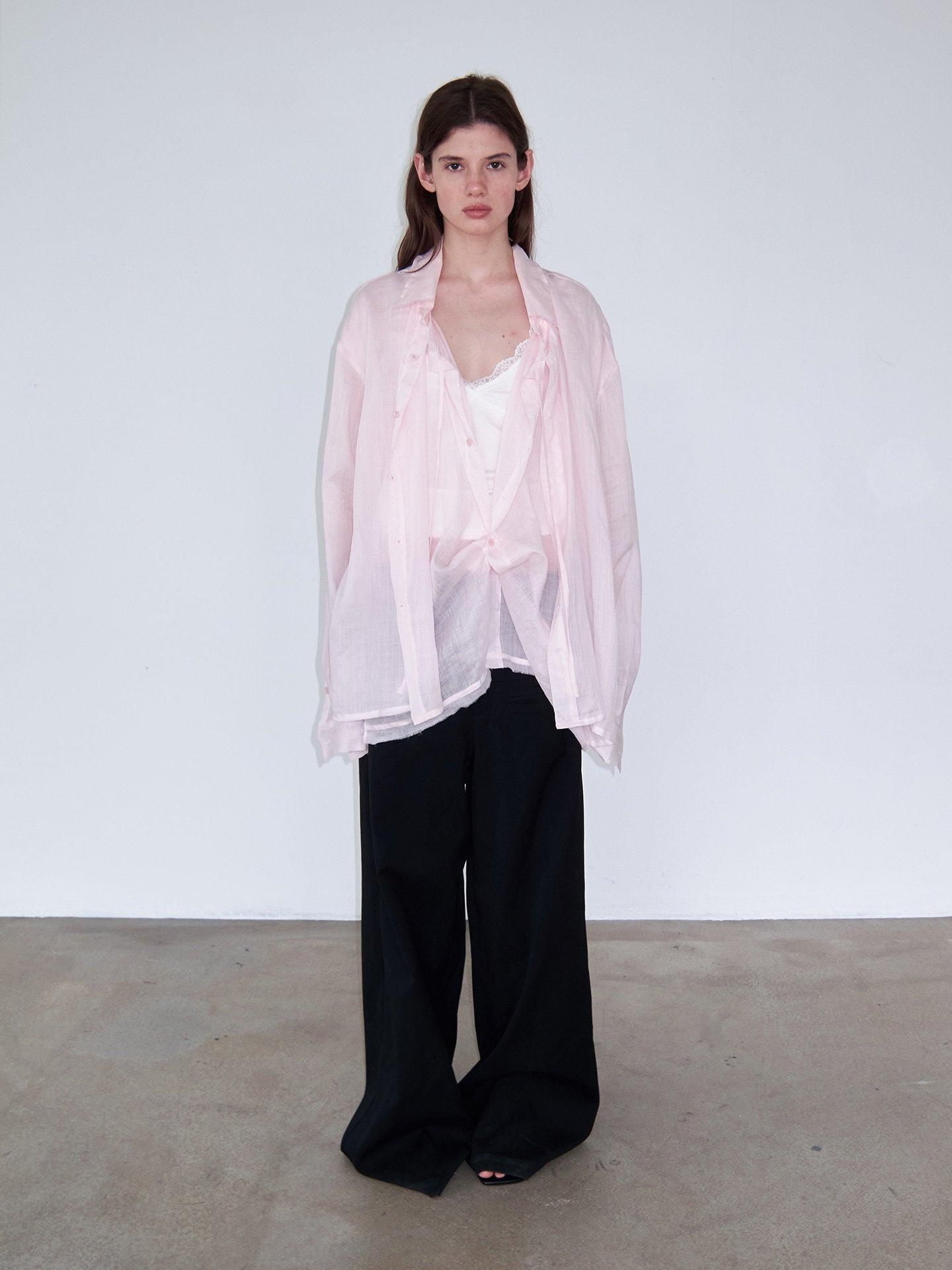 Faux Two-Piece Sheer Shirt