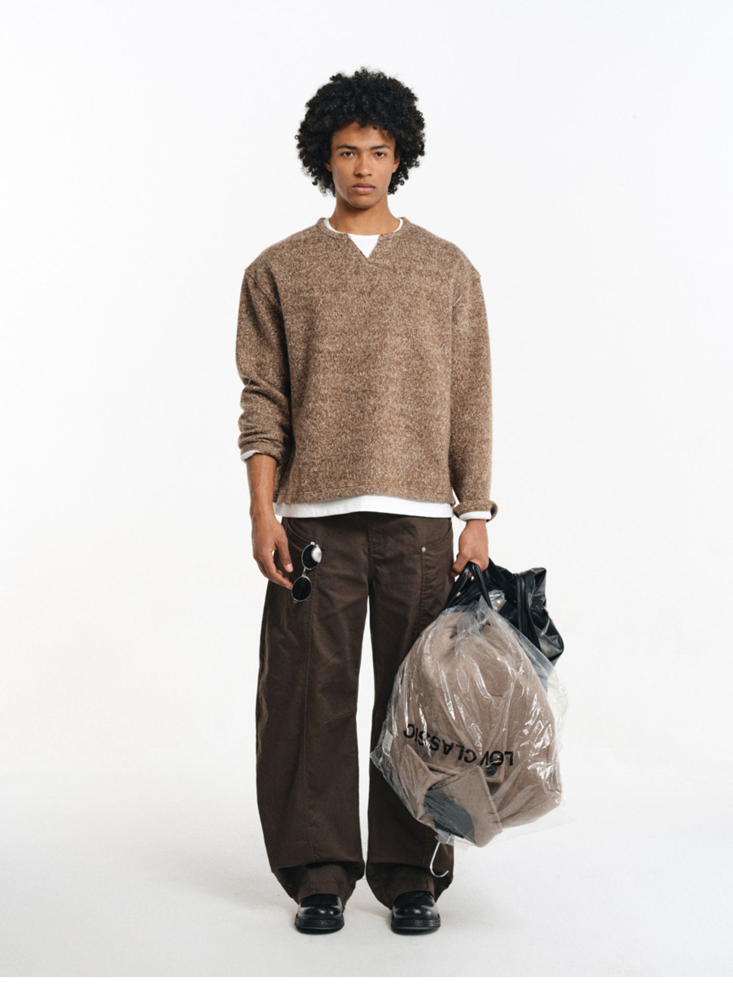 Wool Blend Faux Two-Piece Knit